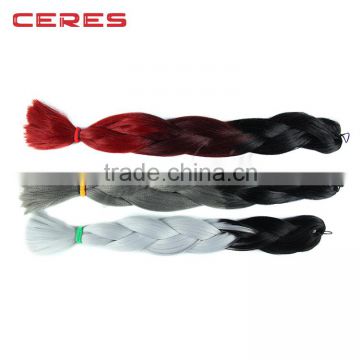 100% synthetic braiding hair ombre color jumbo braid