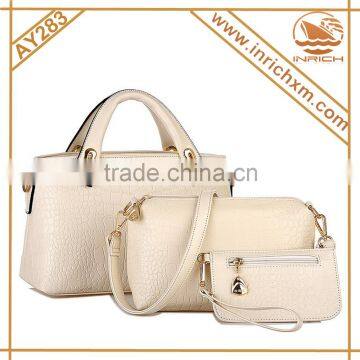 3 Pieces Vintage Leather Ladies Handbag Tote Bag Purse Set photo-2