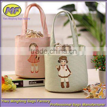 Custom High Quality Cute Canvas Thermal and Insulated Foiling Lining Tote Lunch Box Bag