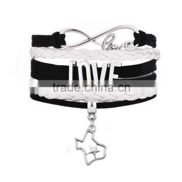 Promotional Infinity love leather bracelet custom