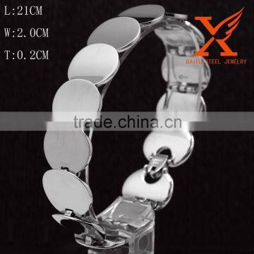 Women's High Polishing Stainless Steel Bracelet Trendy Romantic Link Wrist Silver Bangle