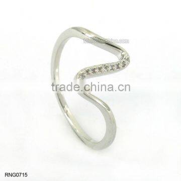 Simple Fashion Double Leaf Shape Diamond Copper Adjustable Ring For Women photo-2