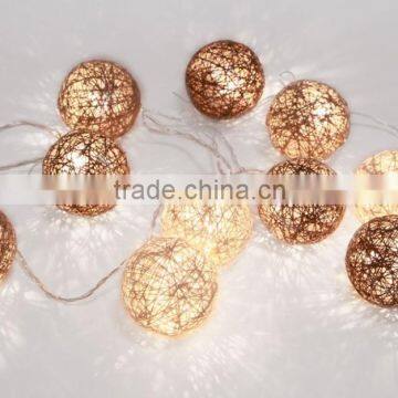 coffee color LED Christmas Lights, cotton ball light string, party decoration yarn ball light string