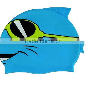 Funny Adult / Kid sizes customized logo printed waterproof silicone nude swimming cap wholesale