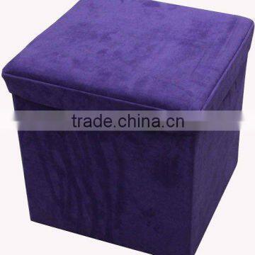 Purple suede bed foot stool