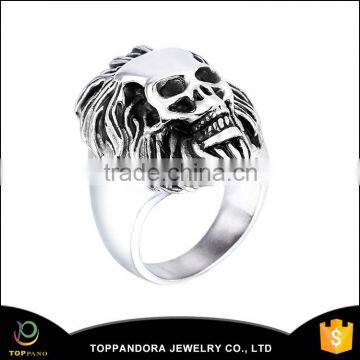 316L wholesale stainless steel investment casting skull biker ring