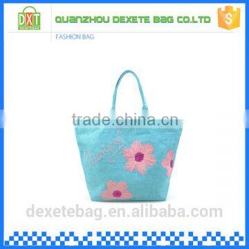 Best quality blue jute beautiful promotional beach bag