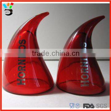 red horn shaped shot glass