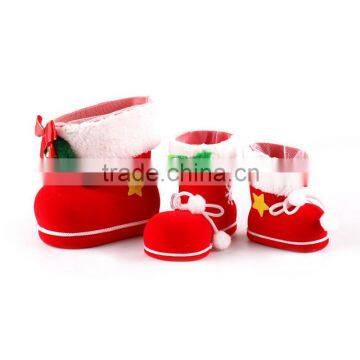 Christmas Decoration Supplies Red Flocking Candy Boots Best Festival Gifts for Kids Novelty Xmas Stockings YA