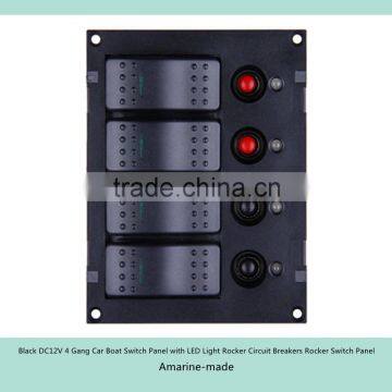 Black DC12V 4 Gang Car Boat Switch Panel With LED Light Rocker Circuit Breakers photo-3