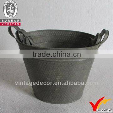 s/3 vintage rusty handmade basket planting from China