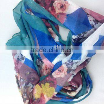 polyester screen printed 100% polyester scarf for lady and children