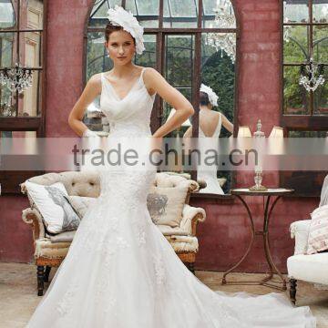 W220 2016 New Simple Generous V-Neck Spaghetti Women Wedding Dress photo-2