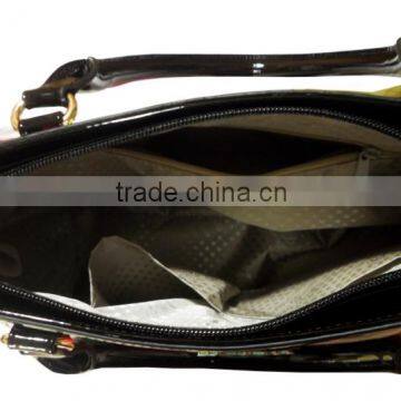 2016 Fashion Shiny PU Handbag With Rose in Stripes Print photo-4