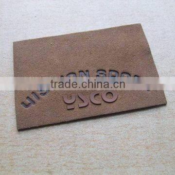 brand logo debossed geunine brown leather badges