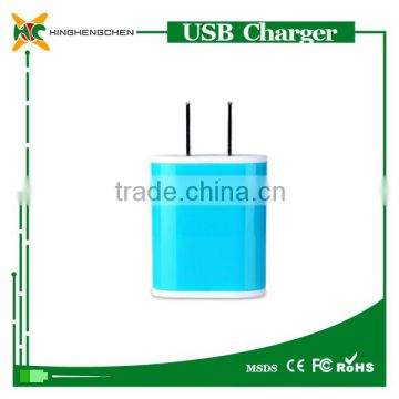 USB mobile travel charger 5.0v-1.0A 100~220V colorful single usb wall charger for tablet pc