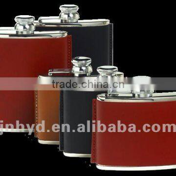 personalized flask with colorful leather