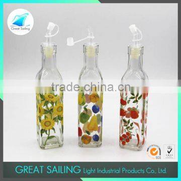 Cheap Decal Oil Bottle Heat Resistant Clear Glass Oil Bottle