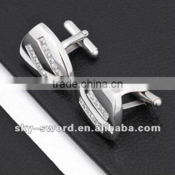 Fashion style Stainless steel cufflinks with zircon SC10017