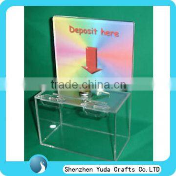 top rated seller clear acrylic coin boxes for donation fundraising charity