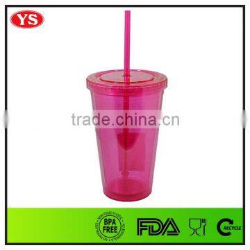 Christmas Gifts 12oz/350 ml Double Wall Wholesale Plastic Bottles With Straw