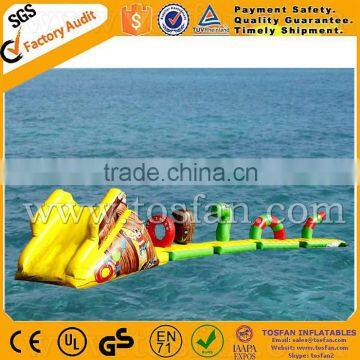 Manufacturer inflatable floating bridge with slide for water park A9022A