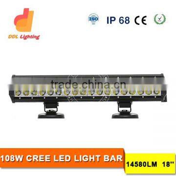 Wholesale super brightness 108W 17inch led light bar for truck 12V LED driving lamp curve led light bar