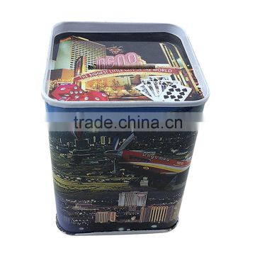 Decorative easy open lid tin coin bank