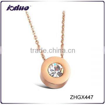 The New Rhinestone Rose Gold Plated Stainless Steel Simple Necklace