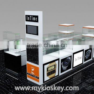 Fashion wooden watch kiosk for watch display stand shop interior design