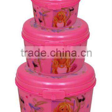 3pcs 3D plastic fresh container lunch boxes