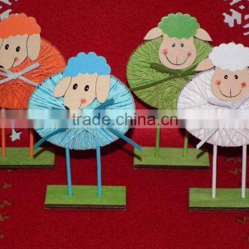 Easter Wooden Sheep Decoration ,Easter Decoration on desk ,Easter Wooden lovely sheep Decoration