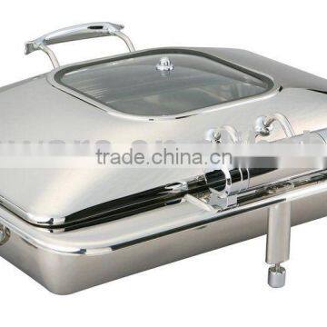 GW-11B-GL 9L Stainless Steel Exquisite Induction Chafer With Glass Lid (Hydraulic System)