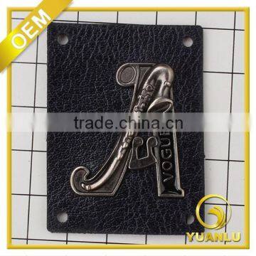 wholesale custom black pu leather patch for jeans pants