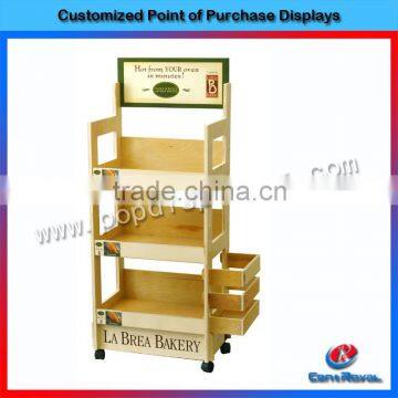 2015 Custom design wooden bakery bread display rack