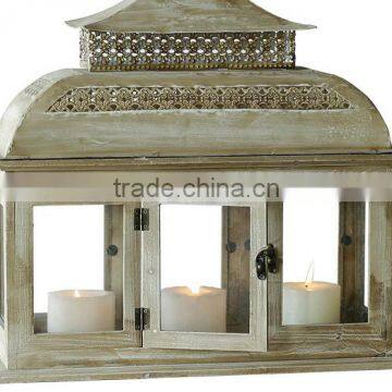 House Design Wood Hurricane Candle Lantern photo-6
