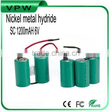 rechargeable ni-mh battery and Nickel metal hydride battery sc 1200mah 6v for power tool