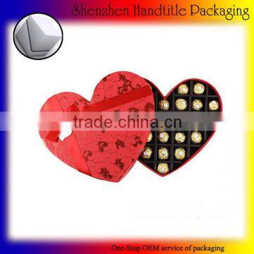 customized red color christmas gift chocolate box made in China with ribbon