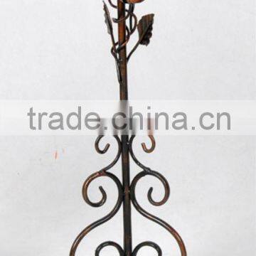 metal handicraft floor standing pillar black wrought iron candle holder(XY13853)