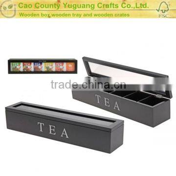 Hotsale Wooden 4 Grids Tea Bag Storage Box