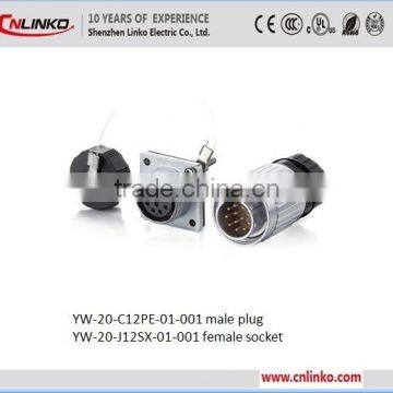 Made in china waterproof metal 12pin electrical connector waterproof cable connector 12 pin male female connector
