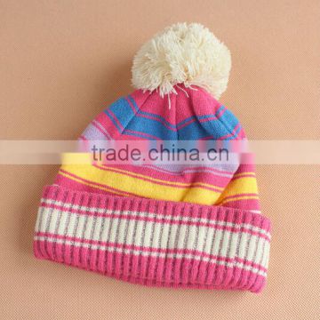 Children's hats baby hat children winter warm winter wool cap thickening qiu dong paragraph striped knit hat