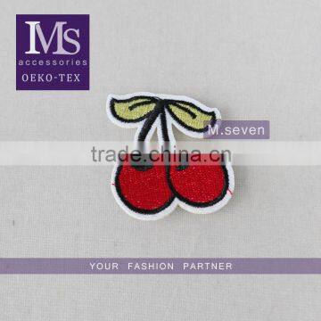 beautiful 5*5 cm embroidery mini cherry printting design trim custom leather patch