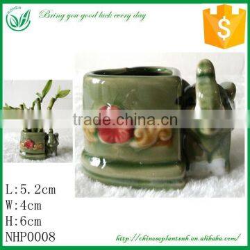 Small Straight Lucky Bamboo Ceramic Flower Pot