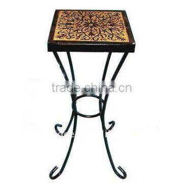 metal leg flower stand with wood top