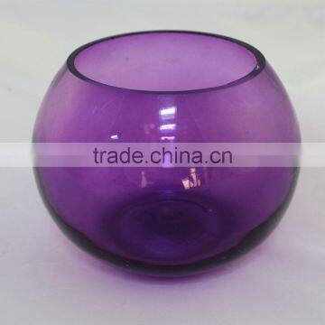 handblown colored glass vases, glass purple candleholder