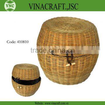 Rattan storage box - barrel shape