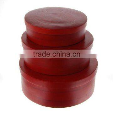 High quality best selling spun bamboo round red box from Vietnam