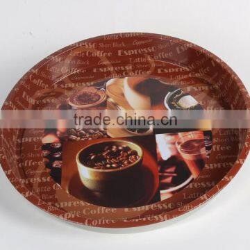 colorful round coffee tin tray Serving tray Vendor tray