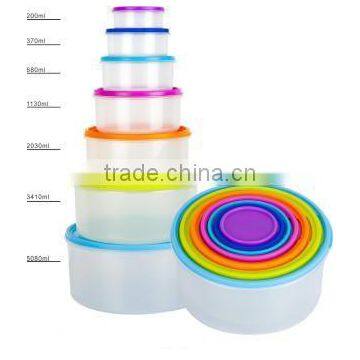 Rainbow Food Storage, 7pcs plastic food container, round Storage Box.